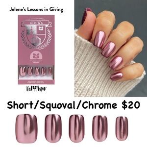 Red Aspen Acrylic Chrome Press-On Nails - Pink
